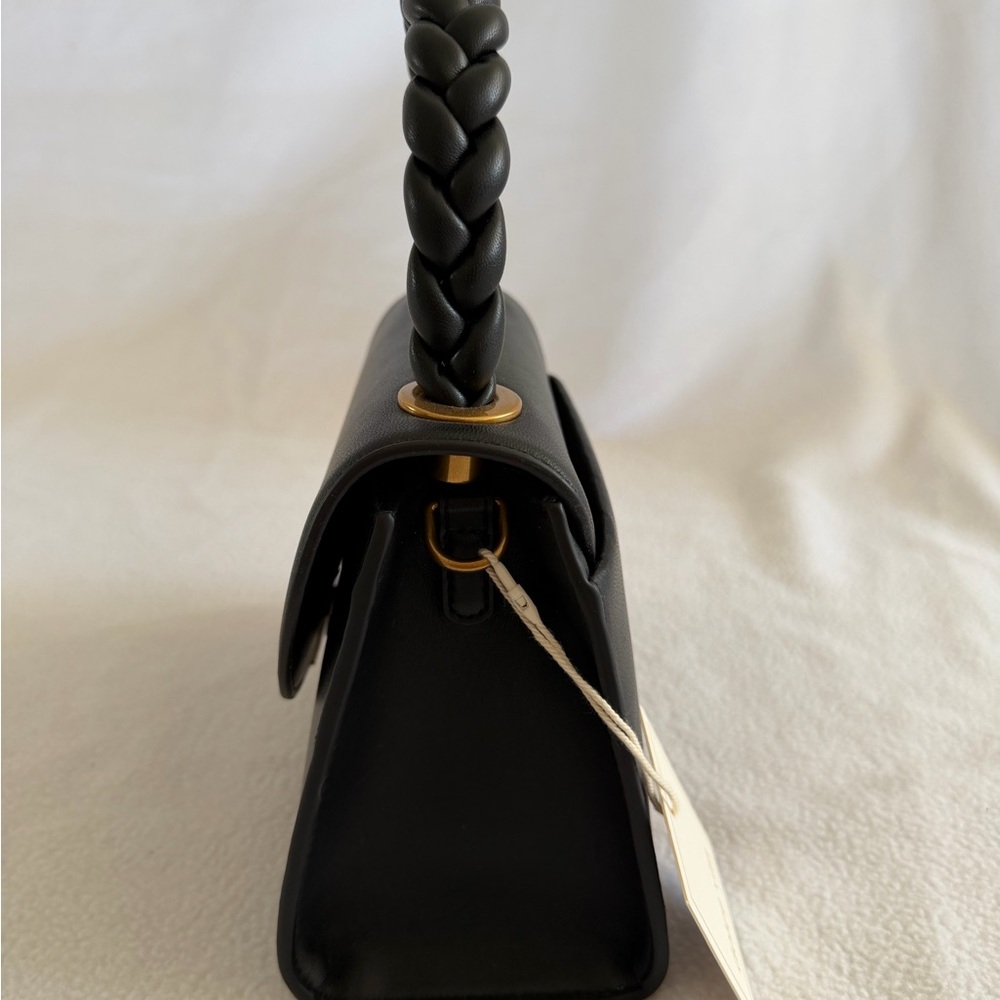 Dolce Vita Black Braided Mini Top-Handle Bag with Gold Hardware - Picture 7 of 12